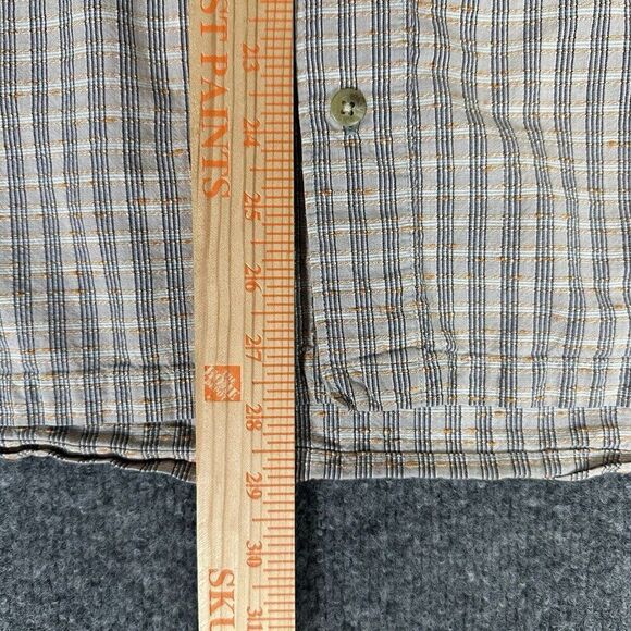 Columbia Shirt Mens Large Tan Plaid Short Sleeve Button Up Pocket Seersucker - Picture 7 of 7